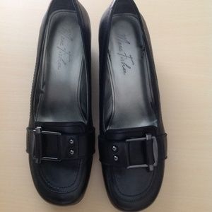 Marc Fisher Atlas Black Genuine Leather Wedge Shoe